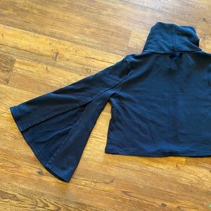 Free People Salvation Split bell sleeve cowl neck cropped sweatshirt